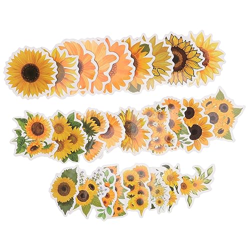 ibasenice 50Pcs Sonnenblumenaufkleber Scrapbooking Sticker Scrapbook Stickers Scrapbook Aufkleber dekorative Sticker DIY Aufkleber klebrige Abziehbilder ästhetische Aufkleber Papier Yellow von ibasenice