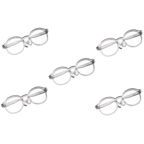 ibasenice 5St Puppenbrille Sonnenbrille rund Sonnenbrille für Kinder Kindersonnenbrille Plastikgläser Brillen für Puppen Puppen-Anzieh-Requisiten Miniatur Lesebrille Linse Zubehör Plüschtier von ibasenice