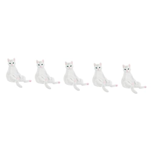 ibasenice Mädchenspielzeug 5St weißes Katzenmodell Statue Spielzeuge Spielzeug für Mädchen Desktop-Dekor kleine Katzenfigur Foto Dekorationen Zubehör Kätzchen Kind falsche Katze Plastik von ibasenice