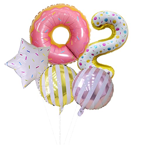 ibasenice 5st Ballondekoration Zahlenballons Aus Aluminiumfolie Donut-luftballons Aus Aluminium Fotoverzierung Donut-geburtstagsparty-zubehör Baby Alles Zum Geburtstag Buchstabe von ibasenice