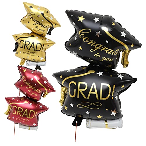 ibasenice 6 Stück Abschlusskappenballon Abschlussballons Graduierungskappenballon Ballonbandstreifen reminescence abschlussfeier Ballonzubehör Luftballons.grad Luftballons Aluminiumfolie von ibasenice