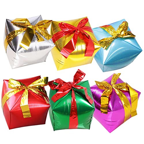 ibasenice 6 Stück Geschenkbox Aluminiumfolienballon Helium festlicher Ballon Luftballons für Kinderpartys weihnachtsdeko christmas decorations balons Partyballons weihnachtsballon von ibasenice