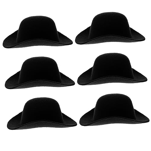 ibasenice 6 Stück Hut für Minihauspuppe Cowgirlhüte Frauen Mini-Cowgirl-Hut rosafarbener Cowboyhut Puppenhut Dekoration Festliche Puppenhüte Kleiner Hut kleine Hüte für Puppen Stoff Black von ibasenice
