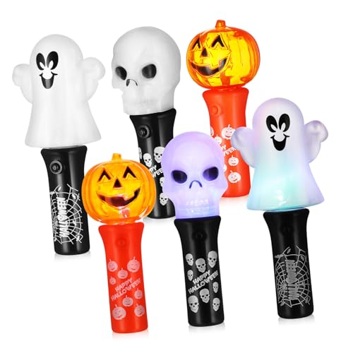 ibasenice 6 Stück Teiliges Halloween Party Flashing Sticks mit Kürbis Geist und Totenkopf Bunte Kunststoff Leuchtstäbe Blinkende Lichtstäbe für Gruselige Halloween Veranstaltung und ibasenice 6 Stück Teiliges Halloween Party Flashing Sticks mit Kürbis Geist und Totenkopf Bunte Kunststoff Leuchtstäbe Blinkende Lichtstäbe für Gruselige Halloween Veranstaltung und von ibasenice
