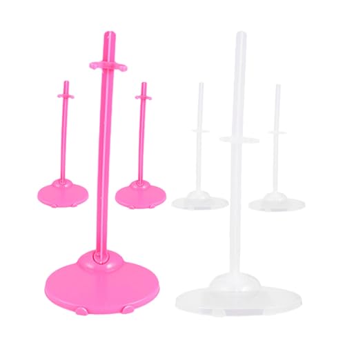 ibasenice 6 Stück Teiliges Puppenständer aus Robustem Stabile Runde Basis Transparent und Rosa Einfacher Puppenhalter für Actionfiguren und Sammler für Tisch und Regalpräsentation von ibasenice