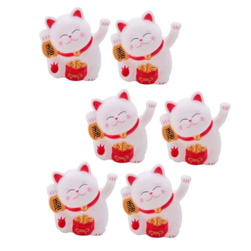 ibasenice 6 Stück Winkende Katze tierische Tischdekoration glückliche Glückskatze Glückskatzenstatue Katze Deko Figur dehnbares zusammendrücken kniffliges Partyspielzeug Vinyl von ibasenice