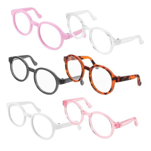 ibasenice 6-teilige Puppenbrillen: Klare Gläser, Brille Mit Rundem, Stoffbrille, Puppen-anziehbrille, Kostümzubehör Zum Basteln, Puppenhaus, Stofftier von ibasenice