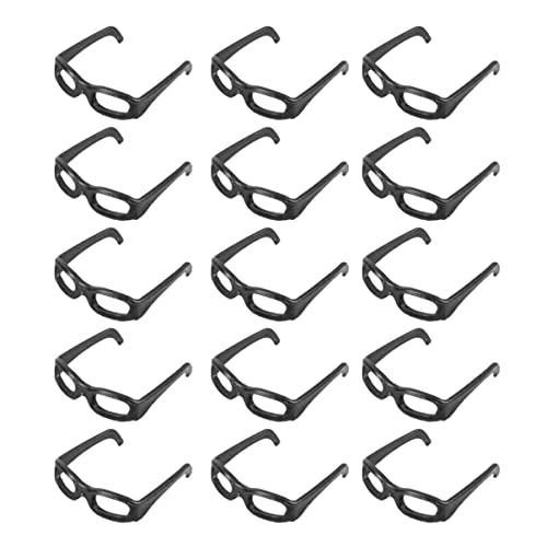 ibasenice 60St Schwarz gerahmte Brille einmachgläser mini Miniaturbrille Puppenzubehör Puppenkleidung Plüschpuppen Mini Möbel Puppe Gesicht Dekoration Puppenbrille Plastik Black von ibasenice