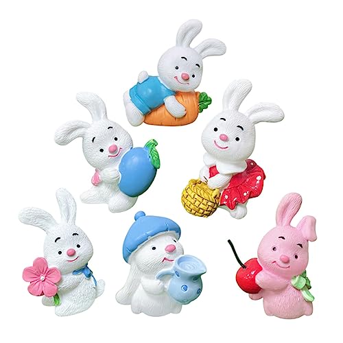 ibasenice 6stücke Teiliges Mit Niedlichen Hasen Cake Toppern Für Ostern Miniatur Figuren Hochwertigem Harz Für Tortendekoration Und Frühlingsfeiern von ibasenice