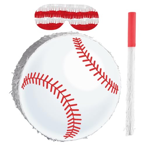 ibasenice Baseball Pinata mit Bat und Augenbinde Inklusive Konfetti Baseball-mottoparty Dekoration für Kindergeburtstag Sportliche Partyspiele Vielseitige Hängedekoration für Shower und von ibasenice