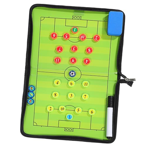 ibasenice Faltbares Fußball Taktikboard mit Magneten Tragbare Trainingsmappe PU PVC für Fußballtrainer Marker und Radiergummi zur Spielplanung von ibasenice