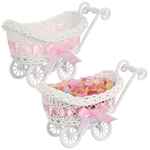 ibasenice Rattanwagen - Aufbewahrungskorb Servierkorb Kleinigkeitenkorb Dekorative Ornamente Babygeburtstag von ibasenice