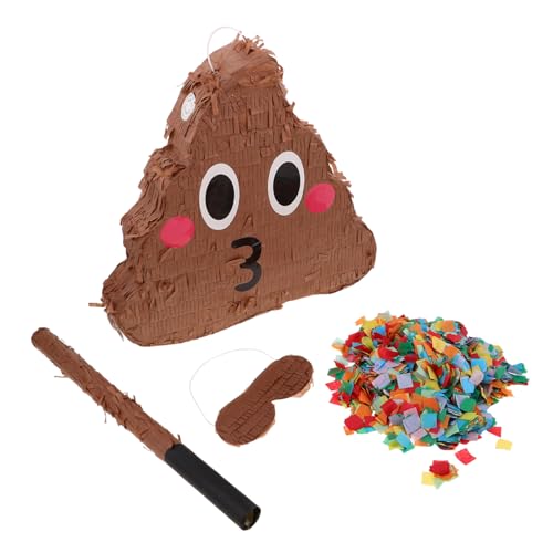 ibasenice Lustige Poop Piñata Partyset mit Augenmaske und Konfetti Witziges Kacka und Erwachsene Geburtstags-deko Interaktives Partyspiel Zufällige Farbe von ibasenice