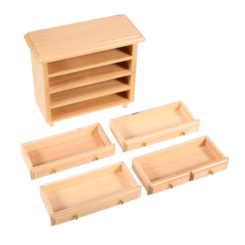 ibasenice Maßstab Puppenhaus Möbel Echt Holz Kommode mit Schubladen Weiß und Naturfarben für Wohnzimmer und Schlafzimmer Dekoration Sammler Zubehör ibasenice Maßstab Puppenhaus Möbel Echt Holz Kommode mit Schubladen Weiß und Naturfarben für Wohnzimmer und Schlafzimmer Dekoration Sammler Zubehör von ibasenice