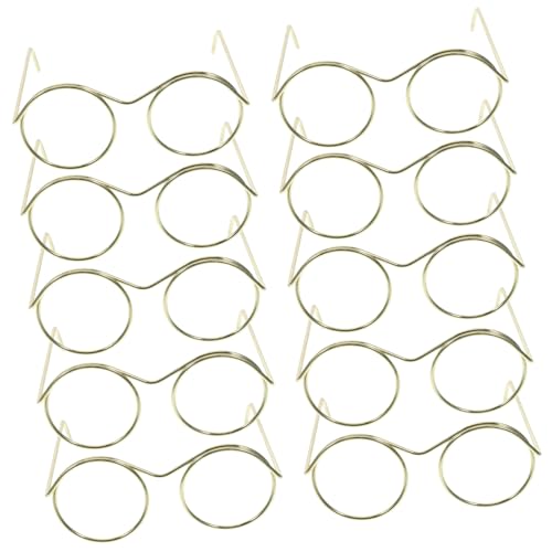 ibasenice Miniature Puppenbrille Mit Goldenem Rahmen Klassische Puppen Für GNOME Und Puppenhaus Zubehör Mini Brille Für Puppen Und Kuscheltiere von ibasenice