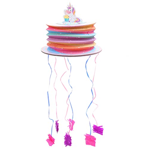 ibasenice Schnur Kleine Kuchen-piñatas Geburtstags-laternen-pinata Piñata Herunterziehen Zylinder-piñata-girlande Hängende Pinatas-ornamente Papier Foto Kind Spiel Requisiten von ibasenice