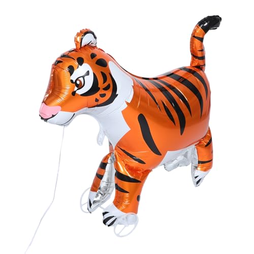ibasenice Selbststehende Tigerfolienballon mit Rädern Aufblasbare Dekoration für Kindergeburtstagsfeiern im Tiermotiv Einfach Aufzustellen und Transportierbar von ibasenice