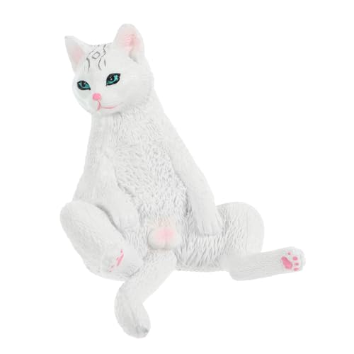 ibasenice Weißes Katzenmodell Sitzende Katzenfigur Ostereier-kuchenaufsatz Lernspielzeug Für Kätzchen Realistisches Katzenfigurenspielzeug Künstlich Katzenzubehör Plastik Kind von ibasenice