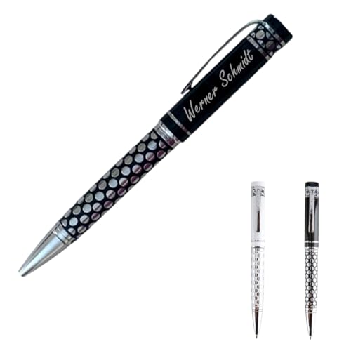 ibera gifts - Edler Kugelschreiber mit Gravur, personalisierter Kugelschreiber mit bis zu 2 Textzeilen, 14,3 cm, Geschenkbeutel inklusive (Schwarz groß) von ibera gifts