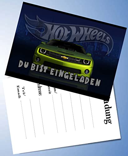 ich 10 Einladungskarten für Geburtstag Partys und Kindergeburtstag Kompatibel mit Hot Wheels Nr. 10 von ich