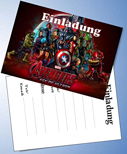 ich 10 Einladungskarten für Geburtstag Partys und Kindergeburtstag kompatibel mit The Avengers Nr. 2 von ich