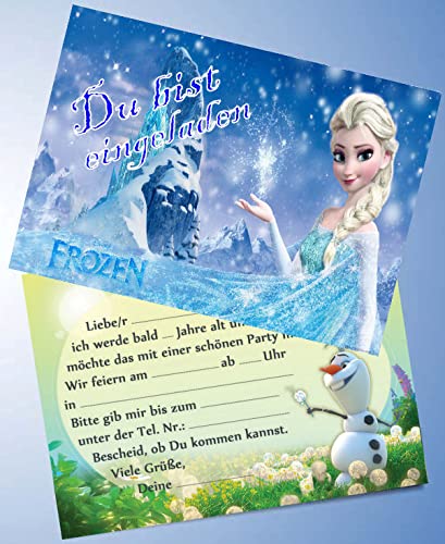 12 Einladungskarten & 12 Umschläge für Geburtstag Partys und Kindergeburtstag Kompatibel mit Frozen Die Eiskönigin Nr. 1 von ich