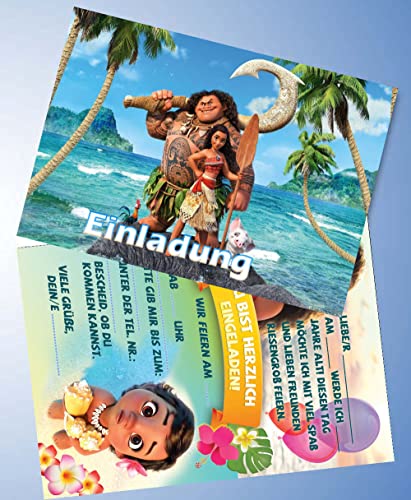 ich 12 Einladungskarten & 12 Umschläge für Geburtstag Partys und Kindergeburtstag Kompatibel mit Vaiana Nr. 67 von ZYZYZK