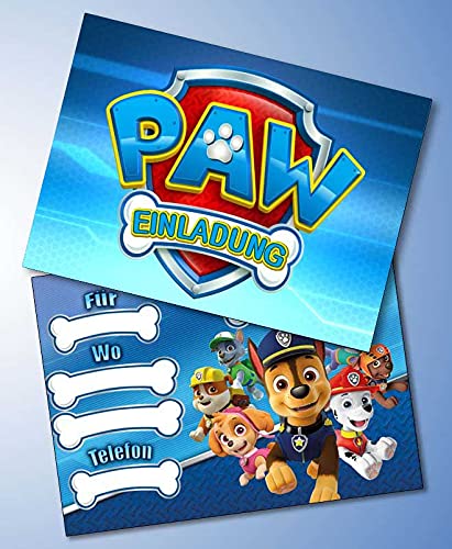 ich Einladungskarten 10er Set + 10 Umschläge Kindergeburtstag kompatibel mit Paw Patrol, Format DIN A6 (Postkarte 148 x 105 mm), 0018 von ich