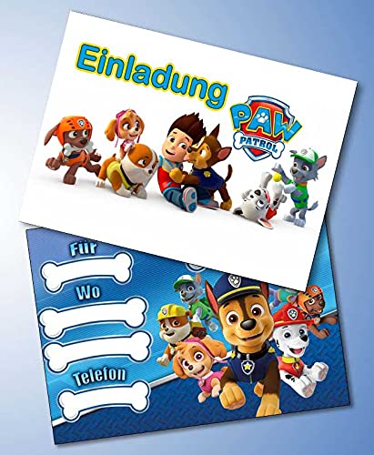 Einladungskarten 10er Set + 10 Umschläge Kindergeburtstag kompatibel mit Paw Patrol, Format DIN A6 (Postkarte 148 x 105 mm), 0021 von ich