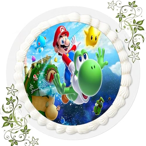 Fondant Tortenbild, Zuckerbild Essbares Foto für Torten, Tortenaufleger Ø 20cm - Super Mario Nr. 6 von ich