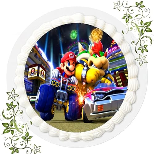 ich Super Mario Nr. 12 - Essbarer Tortenaufleger, Ø 20cm, Rot und Blau, 1 Stück, Für Geburtstag ich Super Mario Nr. 12 - Essbarer Tortenaufleger, Ø 20cm, Rot und Blau, 1 Stück, Für Geburtstag von ich