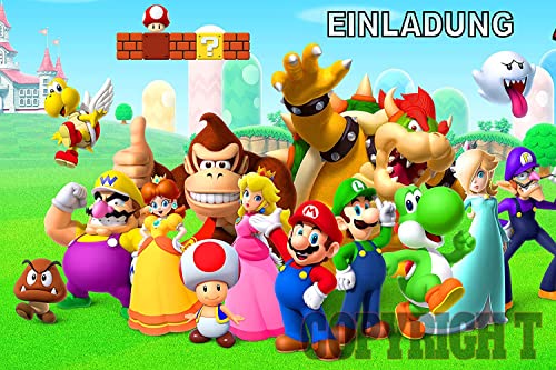 ich Geburtstag Einladungskarten 12 Stück Kindergeburtstag S-u-p-e-r Mario K1 (AUFDRUCK COPYRIGHT IST AM ENDE NICHT MIT AUFGEDRUCKT) von ich