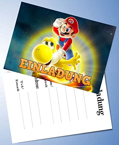 Super Mario Einladungskarten 12er Set inkl. 12 Umschläge Super Mario Nr. 4 von ich