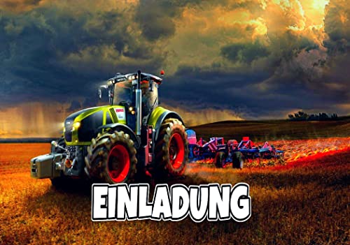 ich 10er Set Einladungskarten für Geburtstag - Party Kindergeburtstag Trecker/Traktor Nr. 3 von ich