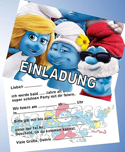 ich 12 Einladungskarten für Geburtstag Partys und Kindergeburtstag Die Schlümpfe Nr. 4 von ich