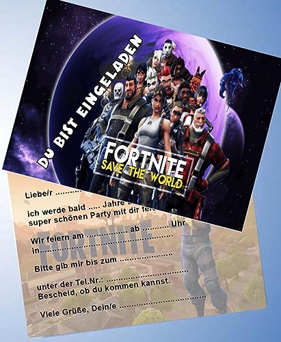 ich 12 Einladungskarten für Geburtstag Partys und Kindergeburtstag Game Fort_nite Nr. 4 von ich