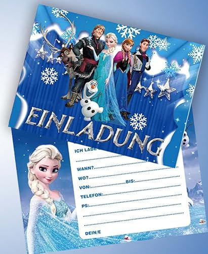 ich 12 Einladungskarten & 12 Umschläge für Geburtstag Partys und Kindergeburtstag Frozen Die Eiskönigin Nr. 10 von ich