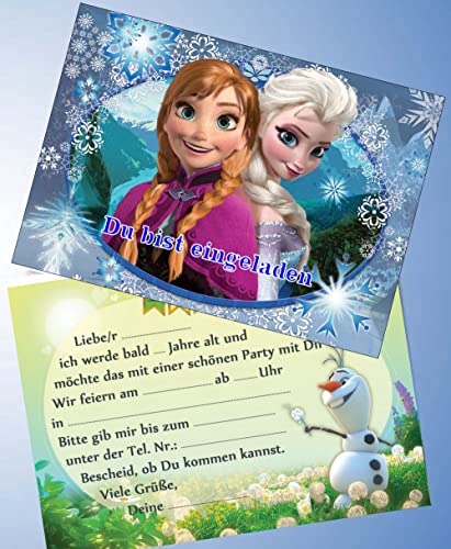 ich 12 Einladungskarten & 12 Umschläge für Geburtstag Partys und Kindergeburtstag Kompatibel mit Frozen die Eiskönigin Nr. 4 von ich