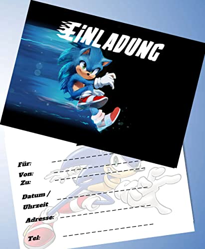 ich 12 Einladungskarten & 12 Umschläge für Geburtstag Partys und Kindergeburtstag Kompatibel mit Sonic the Hedgehog Nr.9 ich 12 Einladungskarten & 12 Umschläge für Geburtstag Partys und Kindergeburtstag Kompatibel mit Sonic the Hedgehog Nr.9 von ich