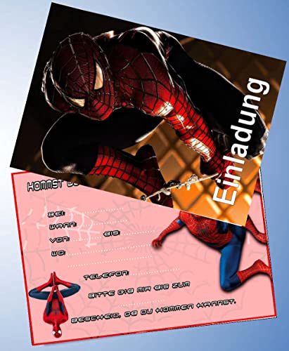 ich 12 Einladungskarten & 12 Umschläge für Geburtstag Partys und Kindergeburtstag Kompatibel mit Spiderman Nr.9 von ich