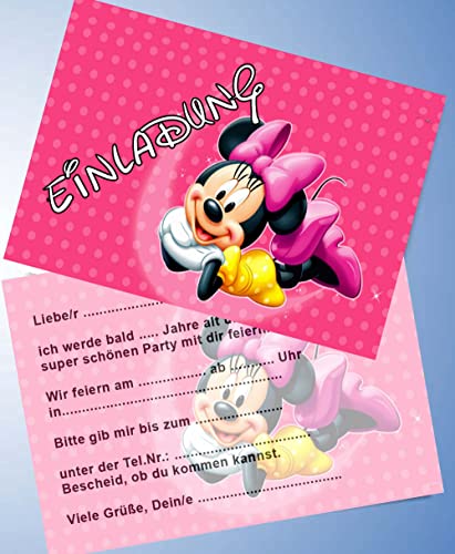 ich 12 Einladungskarten & 12 Umschläge für Geburtstag Partys und Kindergeburtstag Minnie Maus Nr. 1 von ich