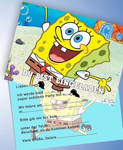 ich 12 Einladungskarten & 12 Umschläge für Geburtstag Partys und Kindergeburtstag Spongebob Nr. 1 von ich