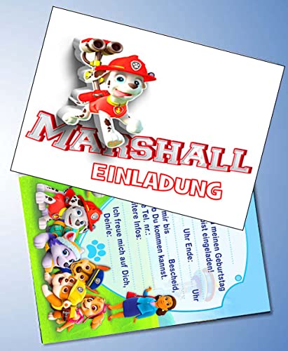 ich 12 Einladungskarten & 12 Umschläge für Geburtstag Partys und Kindergeburtstag kompatibel mit Paw Patrol Nr. 5 von ich