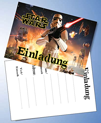 ich 12 Einladungskarten & 12 Umschläge für Geburtstag Partys und Kindergeburtstag kompatibel mit Star Wars Nr. 6 von Guoml
