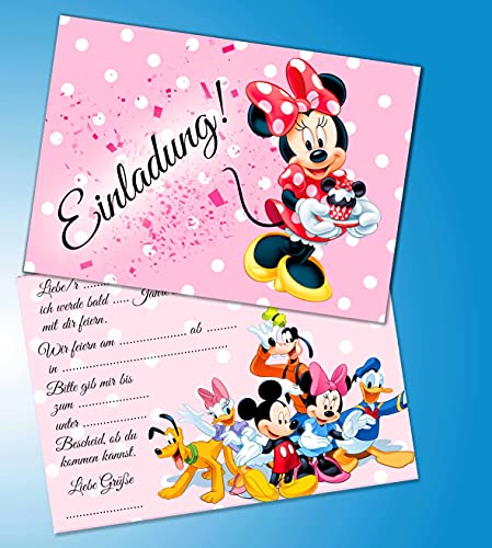 ich Einladungskarten 10er Set + 10 Umschläge Kindergeburtstag kompatibel mit Minnie Maus, Format DIN A6 (Postkarte 148 x 105 mm), 0019 von Onetobye