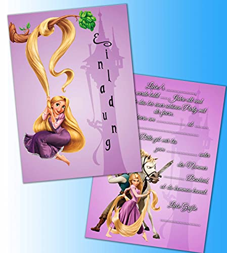 ich Einladungskarten 10er Set + 10 Umschläge Kindergeburtstag kompatibel mit Rapunzel, Format DIN A6 (Postkarte 148 x 105 mm), 0029 von ich