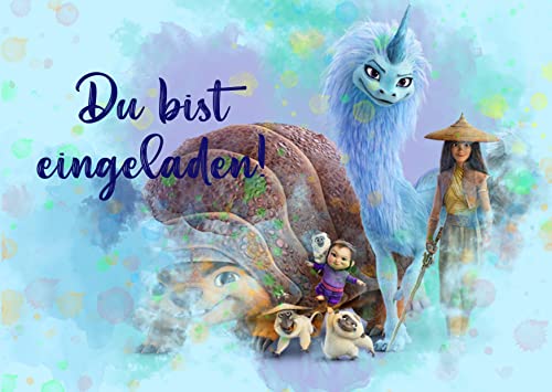 ich Einladungskarten 10er Set + 10 Umschläge Kindergeburtstag kompatibel mit Raya and the Last Dragon, Format DIN A6 (Postkarte 148 x 105 mm), 0030 von Guoml
