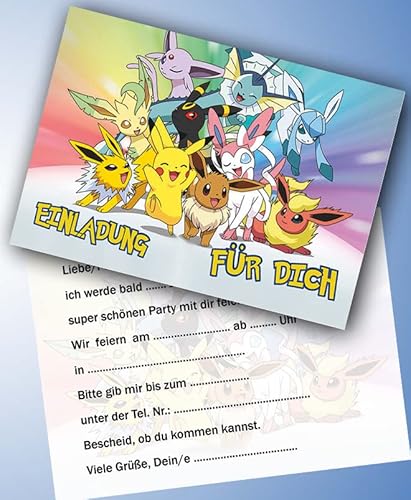 ich Einladungskarten 10er Set Kindergeburtstag kompatibel mit Pokemon, Format DIN A6 (Postkarte 148 x 105 mm), 0055 von ich