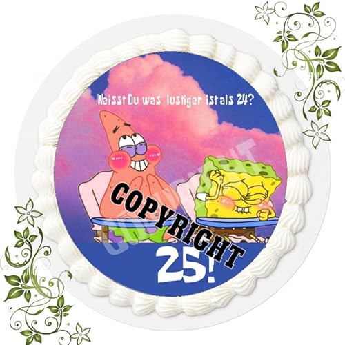 ich Fondant Tortenaufleger Tortenbild Geburtstag Spongebob BUNT 25er Geburtstag von ich