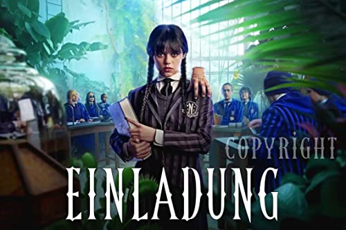 ich Geburtstag Einladungskarten 12 Stück Kindergeburtstag WEDNESDAY (AUFDRUCK COPYRIGHT IST AM ENDE NICHT MIT AUFGEDRUCKT) von ich